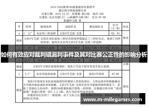 如何有效应对裁判错漏判事件及其对比赛公正性的影响分析